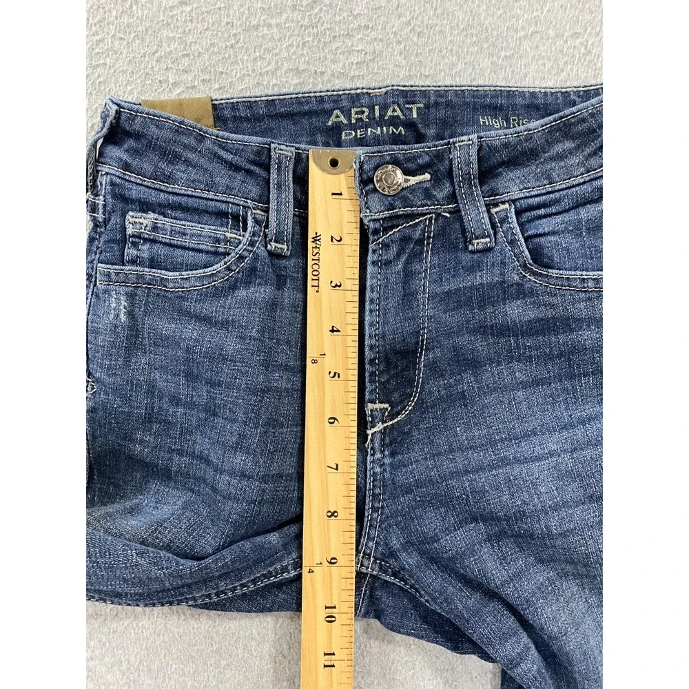 Ariat Denim High Rise Slim Trousers Women's 25R (24x32) Western Bootcut Jeans - Picture 3 of 11